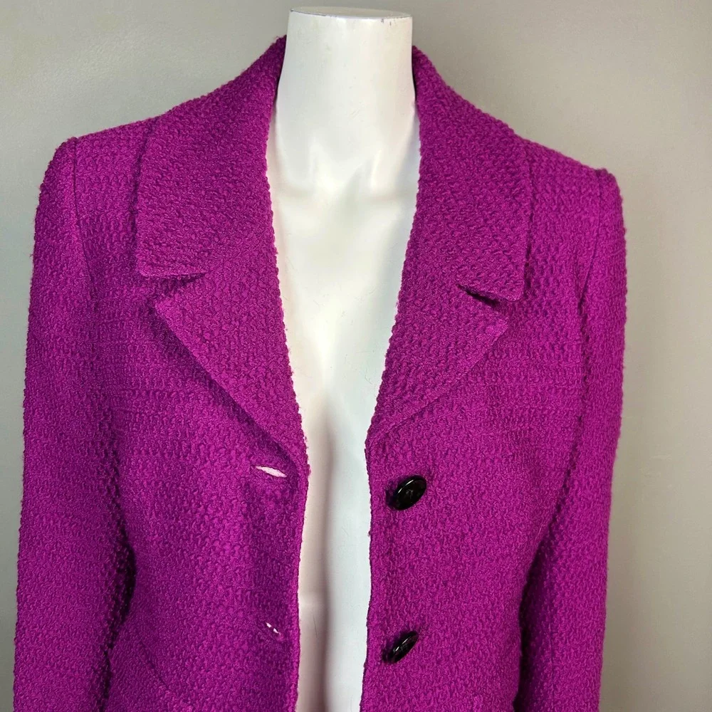 Lafayette 148 New York Boucle Blazer Size 6 Purple Tweed Colorful Winter wool‎